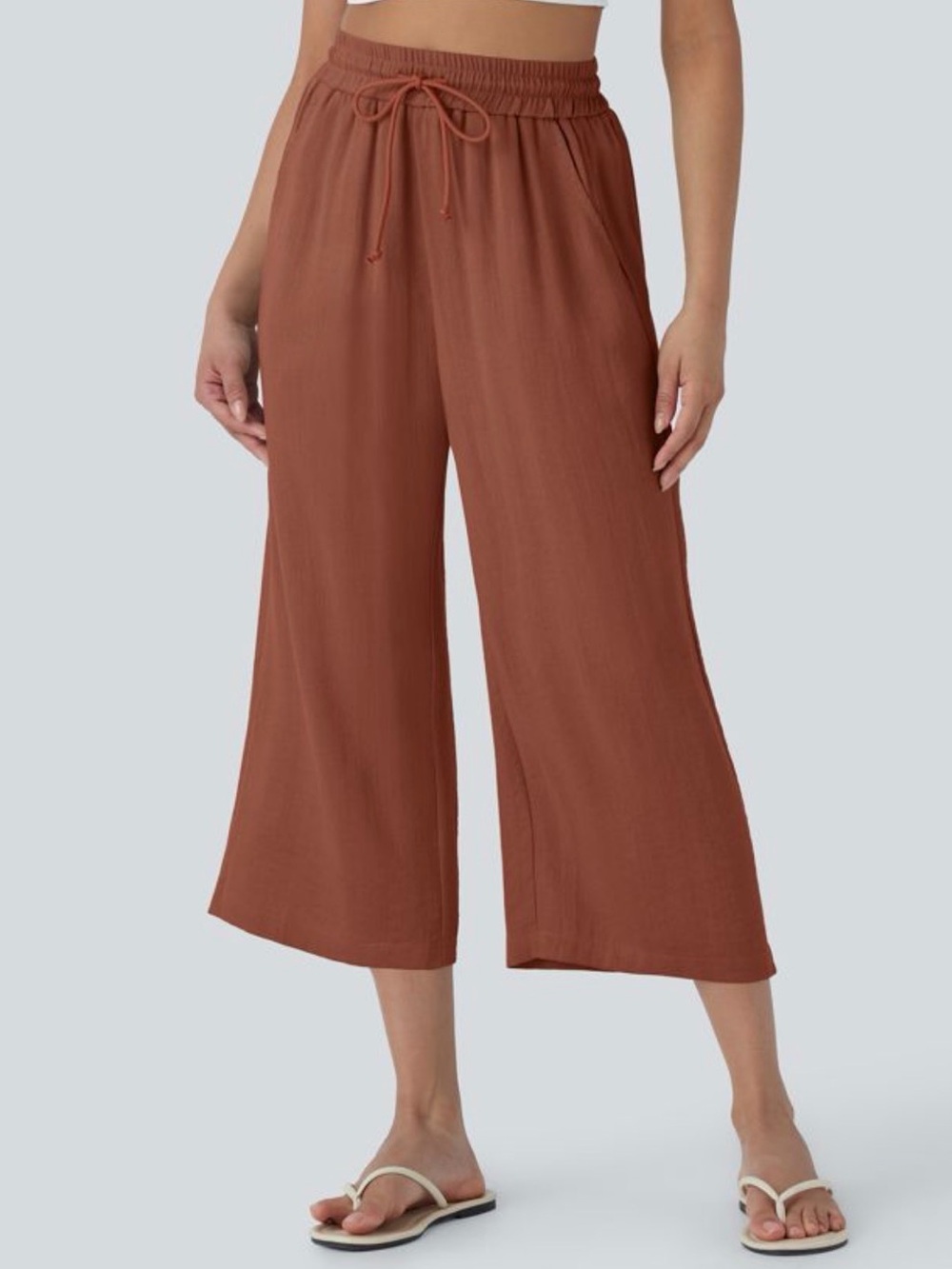 Halara High Waist Wide Leg Cropped Casual Pants, Size Large